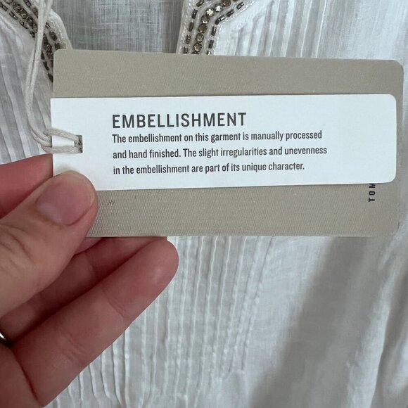 NWT Tommy Bahama Women's White Linen Long Sleeve Tunic Blouse Size Medium - Picture 9 of 13